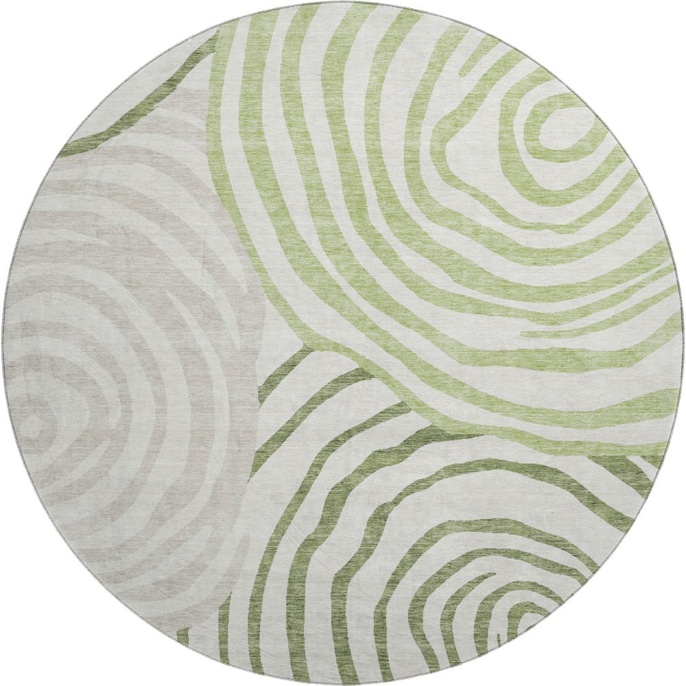 Premium Machine Washable Mayfield AMF765 Green 8' x 8' Round Rug. Picture 1