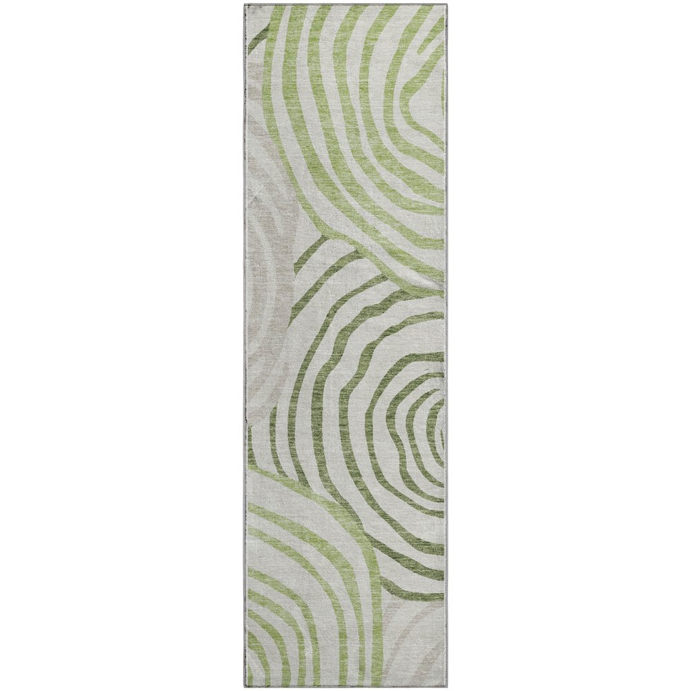 Premium Machine Washable Mayfield AMF765 Green 2'3" x 7'6" Runner Rug. Picture 1