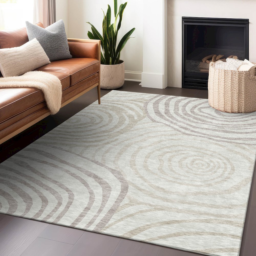 Premium Machine Washable Mayfield AMF765 Ivory 2'6" x 3'10" Rug. Picture 6