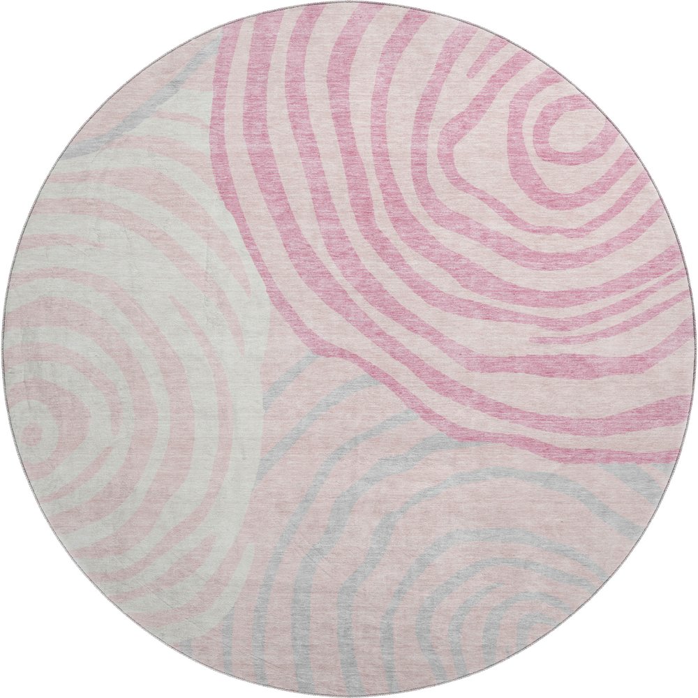 Premium Machine Washable Mayfield AMF765 Pink 8' x 8' Round Rug. Picture 1