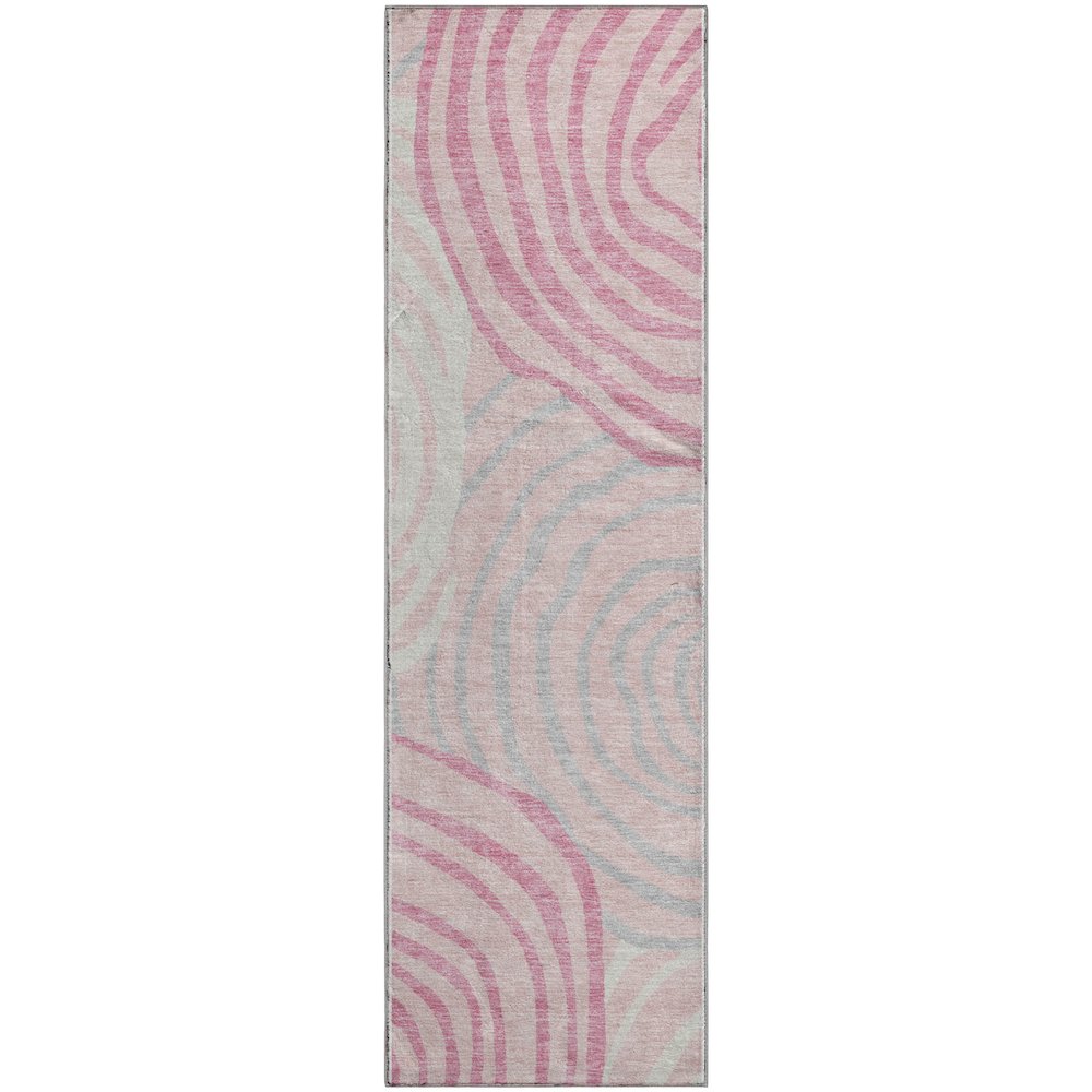 Premium Machine Washable Mayfield AMF765 Pink 2'3" x 7'6" Runner Rug. Picture 1
