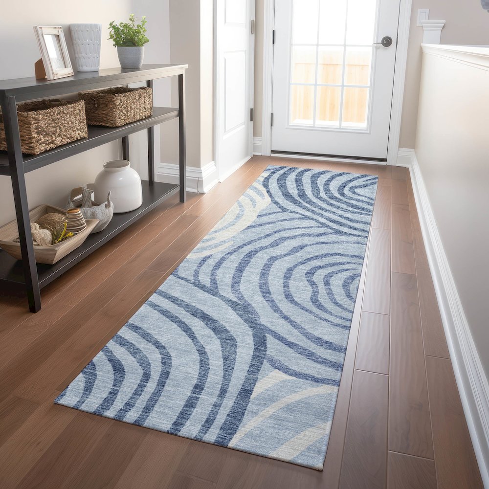 Premium Machine Washable Mayfield AMF765 Sky 2'3" x 7'6" Runner Rug. Picture 5