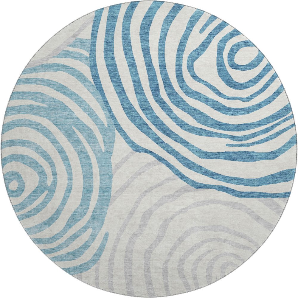 Premium Machine Washable Mayfield AMF765 Teal 8' x 8' Round Rug. Picture 1