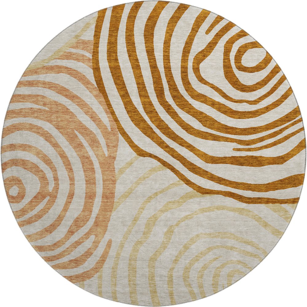 Premium Machine Washable Mayfield AMF765 Terracotta 8' x 8' Round Rug. Picture 1