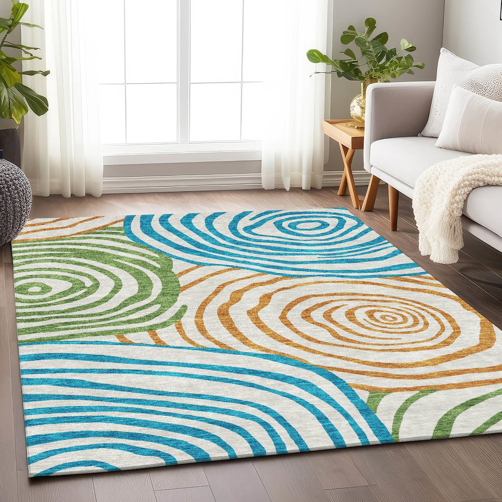 Premium Machine Washable Mayfield AMF765 White 2'6" x 3'10" Rug. Picture 5