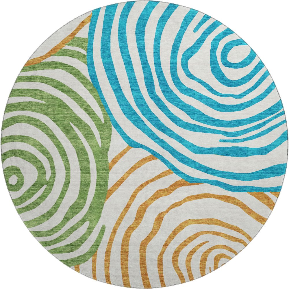Premium Machine Washable Mayfield AMF765 White 8' x 8' Round Rug. Picture 1