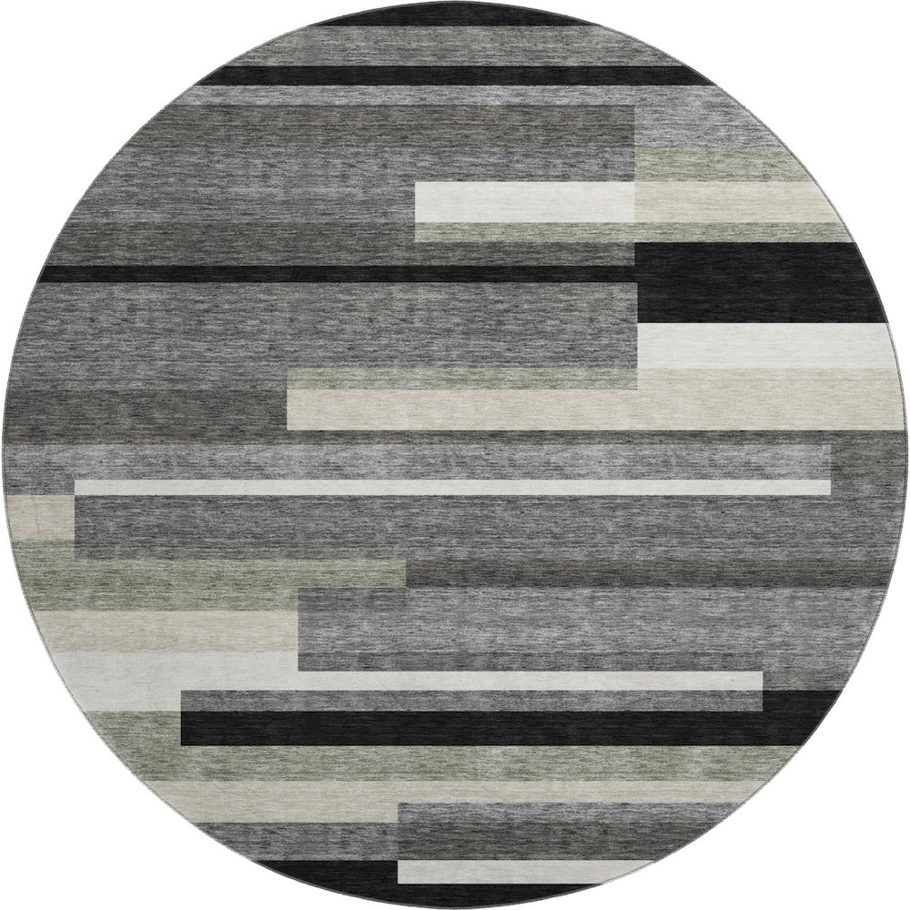 Premium Machine Washable Mayfield AMF766 Black 8' x 8' Round Rug. Picture 1