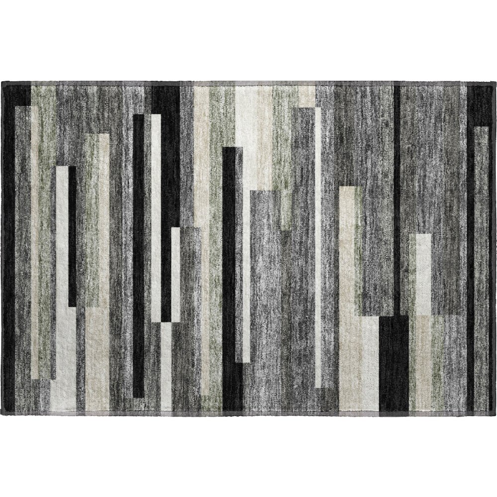 Premium Machine Washable Mayfield AMF766 Black 1'8" x 2'6" Rug. Picture 1