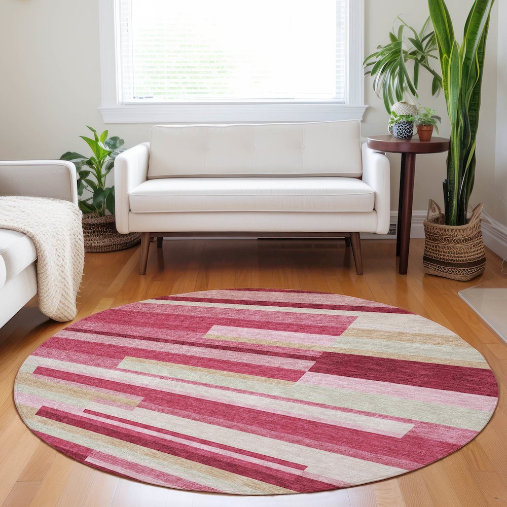 Premium Machine Washable Mayfield AMF766 Blush 8' x 8' Round Rug. Picture 5