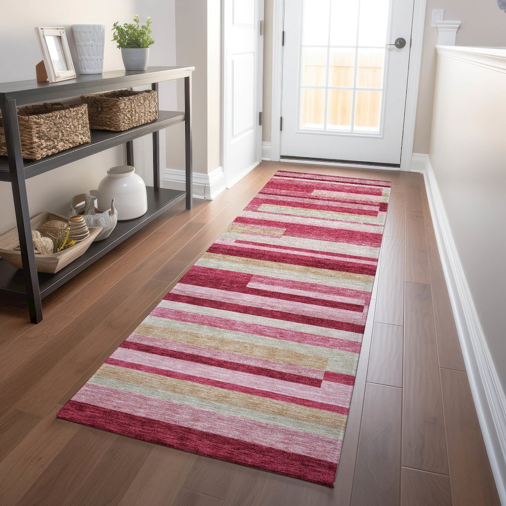 Premium Machine Washable Mayfield AMF766 Blush 2'3" x 7'6" Runner Rug. Picture 5