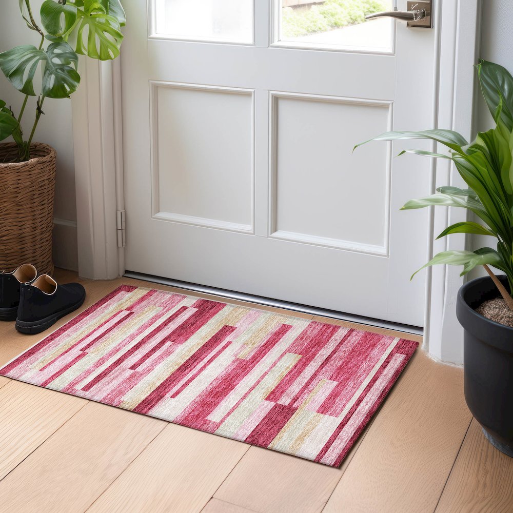 Premium Machine Washable Mayfield AMF766 Blush 1'8" x 2'6" Rug. Picture 5