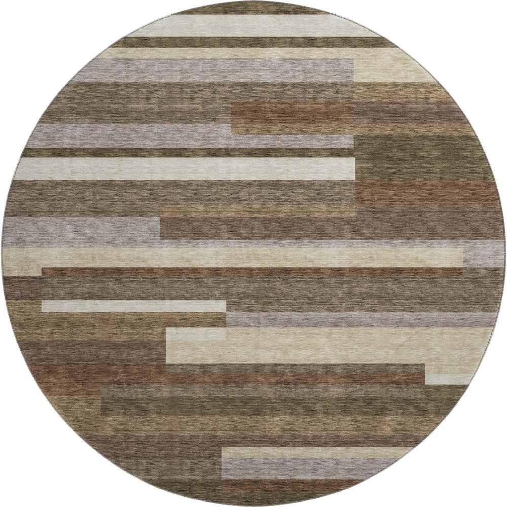 Premium Machine Washable Mayfield AMF766 Brown 8' x 8' Round Rug. Picture 1