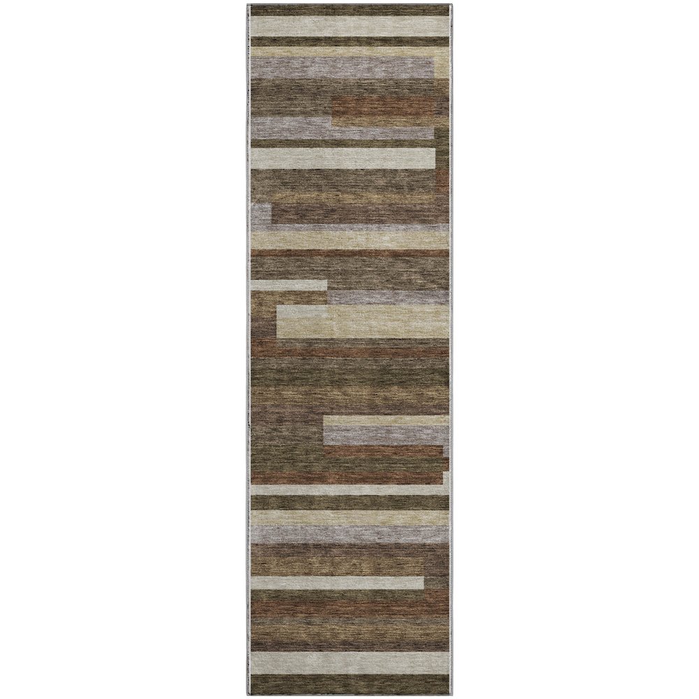 Premium Machine Washable Mayfield AMF766 Brown 2'3" x 7'6" Runner Rug. Picture 1