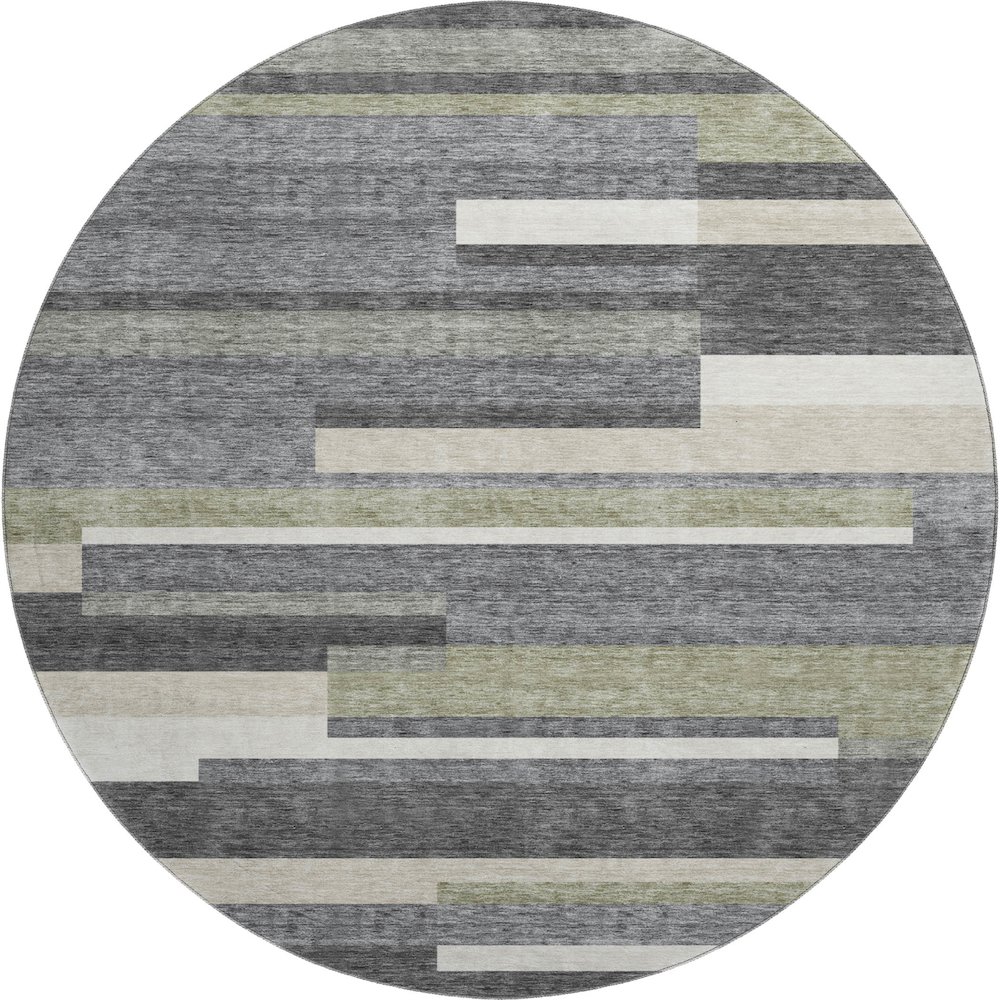 Premium Machine Washable Mayfield AMF766 Charcoal 8' x 8' Round Rug. Picture 1