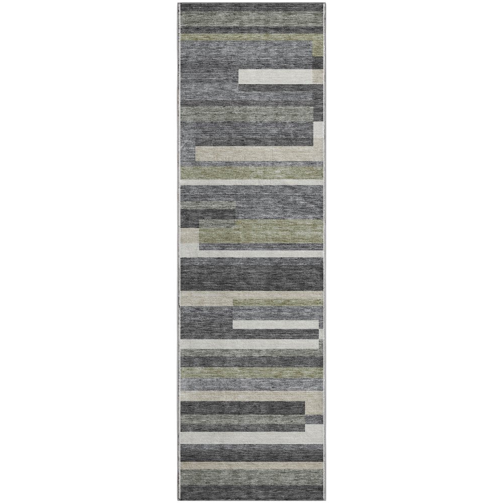 Premium Machine Washable Mayfield AMF766 Charcoal 2'3" x 7'6" Runner Rug. Picture 1