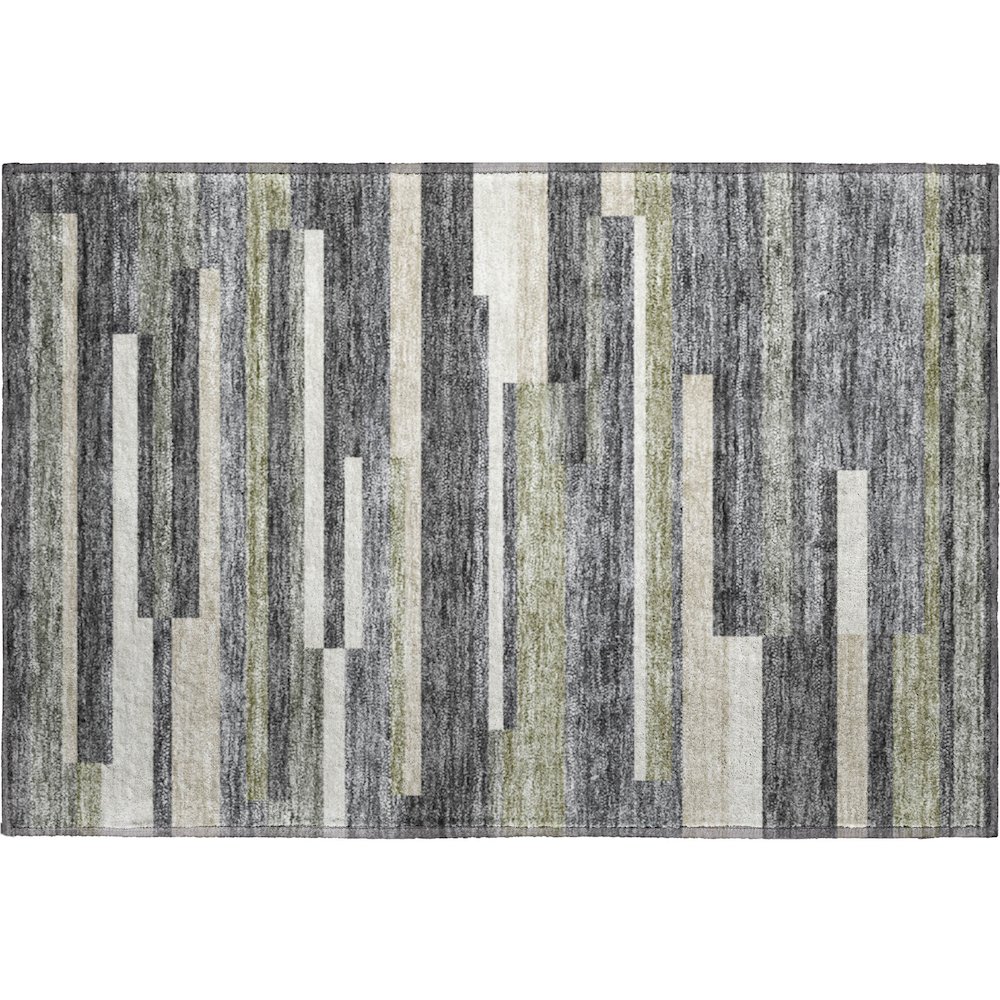 Premium Machine Washable Mayfield AMF766 Charcoal 1'8" x 2'6" Rug. Picture 1