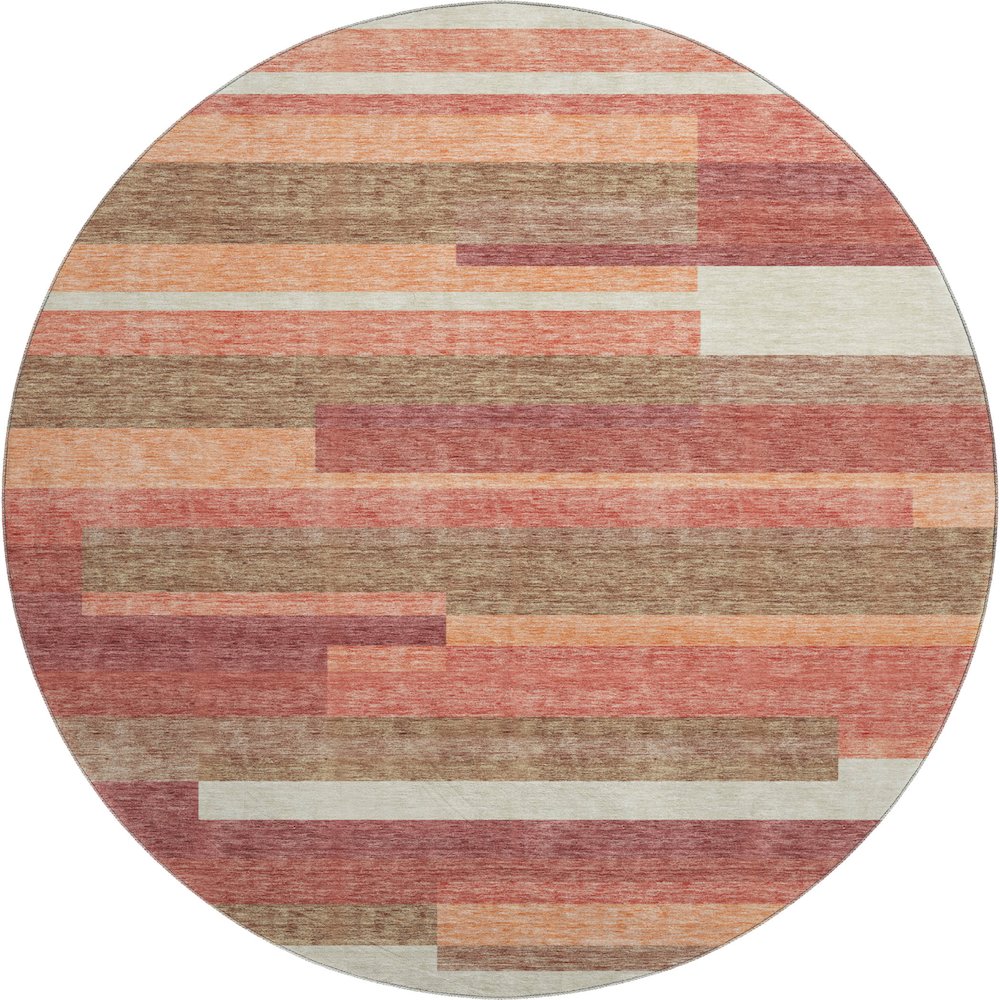 Premium Machine Washable Mayfield AMF766 Coral 8' x 8' Round Rug. Picture 1
