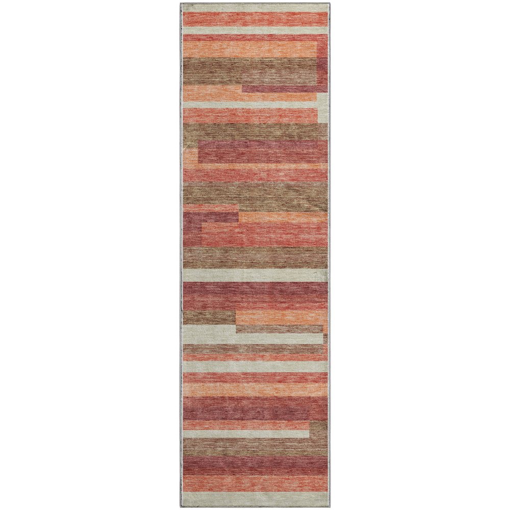 Premium Machine Washable Mayfield AMF766 Coral 2'3" x 7'6" Runner Rug. Picture 1