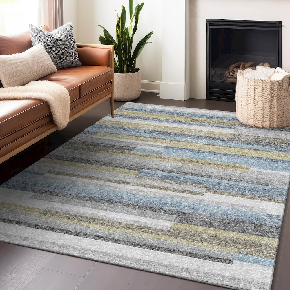 Premium Machine Washable Mayfield AMF766 Gray 2'6" x 3'10" Rug. Picture 6