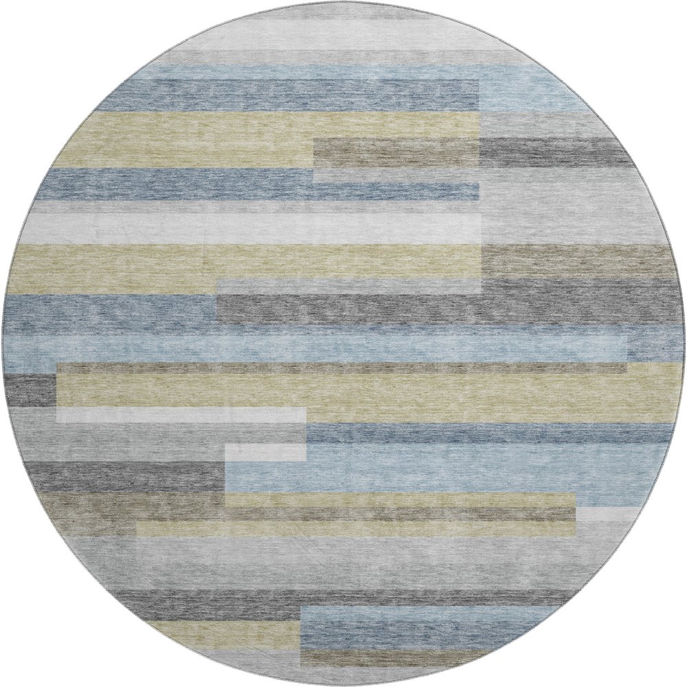 Premium Machine Washable Mayfield AMF766 Gray 8' x 8' Round Rug. Picture 1
