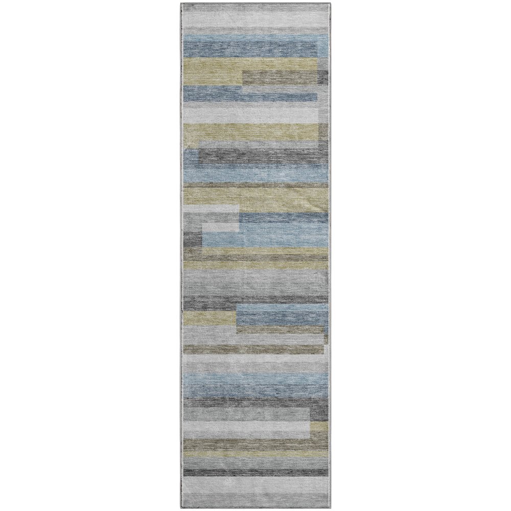 Premium Machine Washable Mayfield AMF766 Gray 2'3" x 7'6" Runner Rug. Picture 1