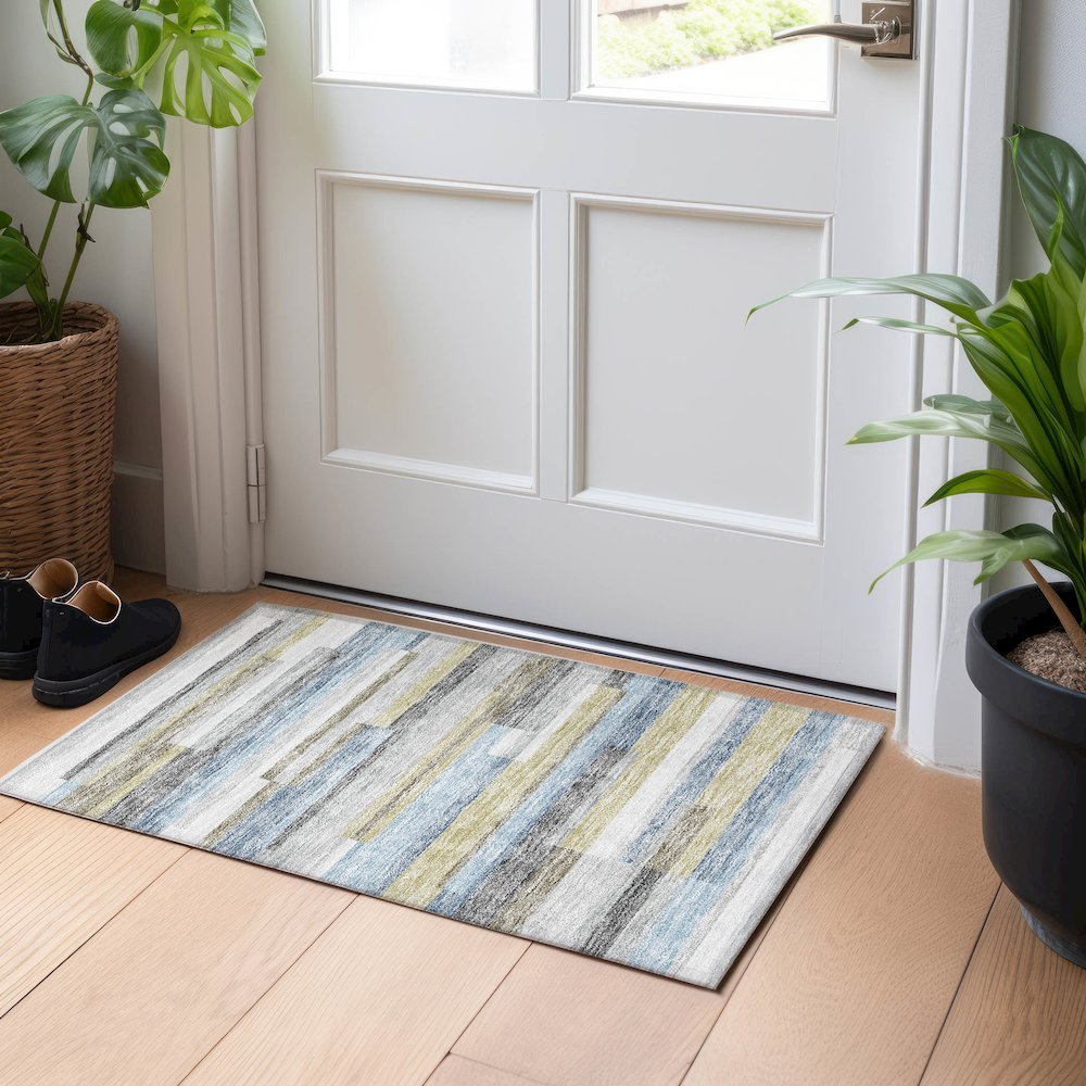 Premium Machine Washable Mayfield AMF766 Gray 1'8" x 2'6" Rug. Picture 5