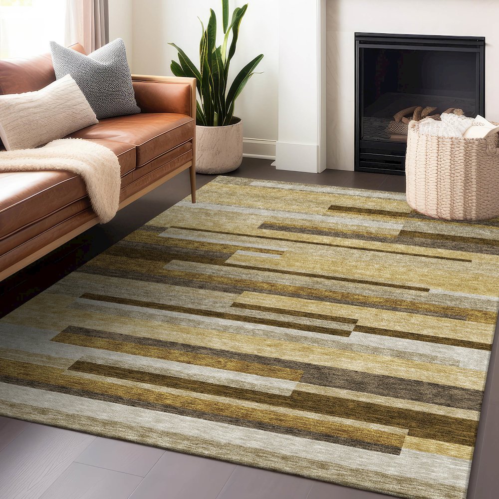 Premium Machine Washable Mayfield AMF766 Khaki 2'6" x 3'10" Rug. Picture 6