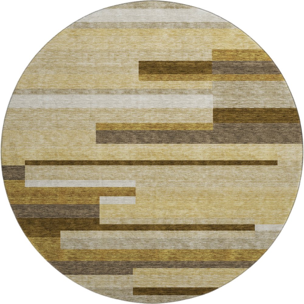 Premium Machine Washable Mayfield AMF766 Khaki 8' x 8' Round Rug. Picture 1