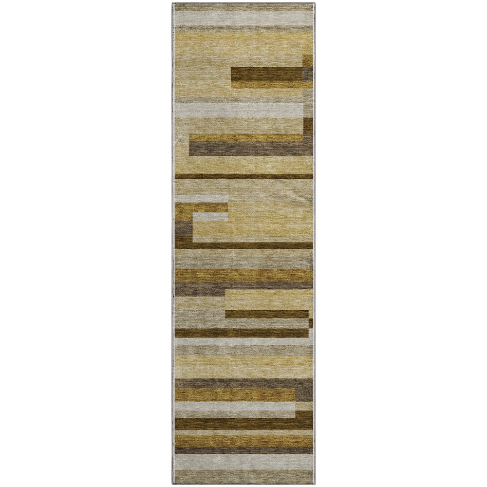 Premium Machine Washable Mayfield AMF766 Khaki 2'3" x 7'6" Runner Rug. Picture 1