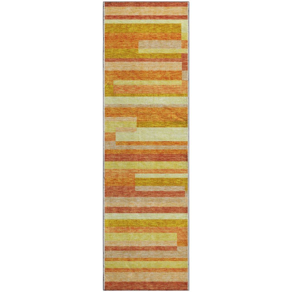 Premium Machine Washable Mayfield AMF766 Orange 2'3" x 7'6" Runner Rug. Picture 1