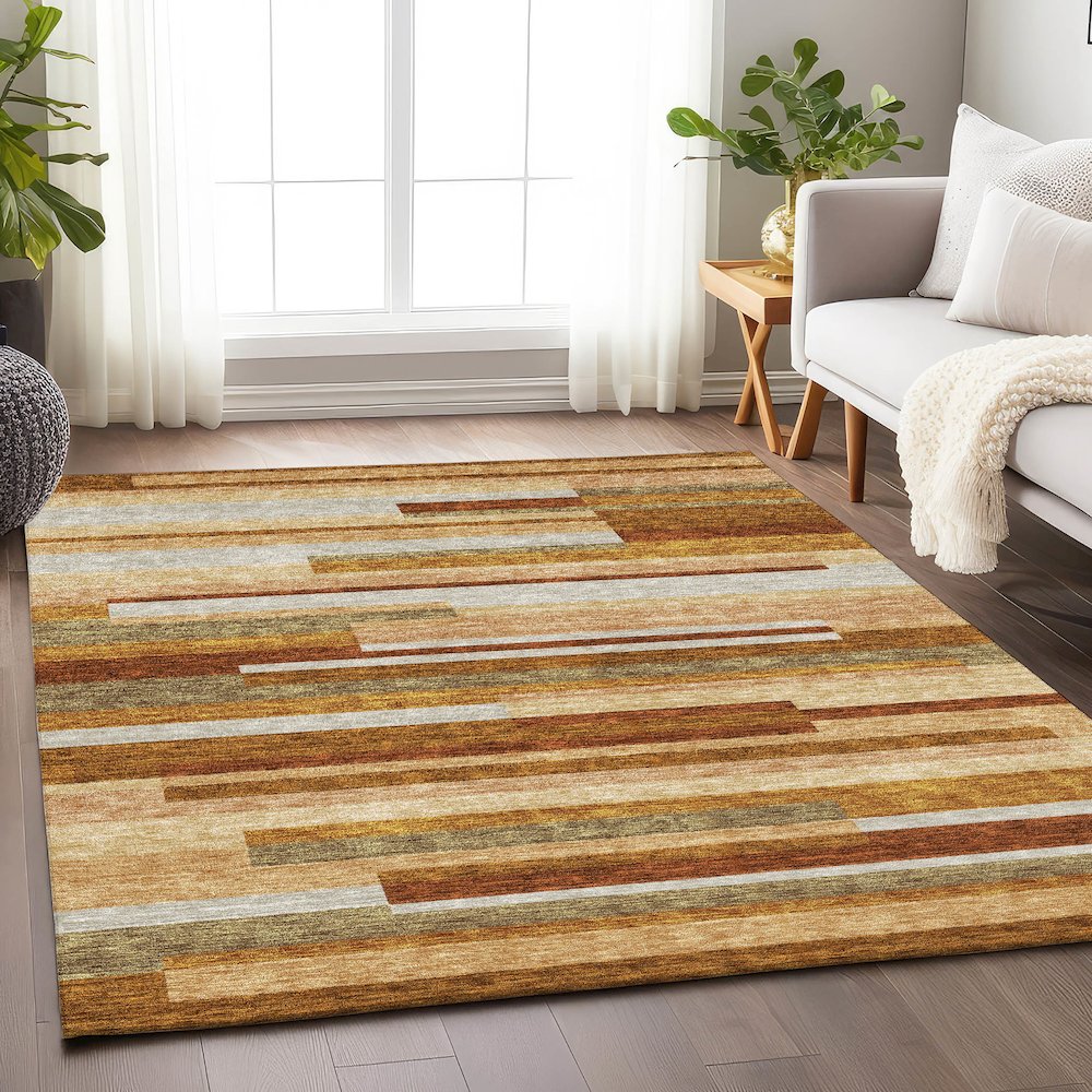 Premium Machine Washable Mayfield AMF766 Paprika 2'6" x 3'10" Rug. Picture 5