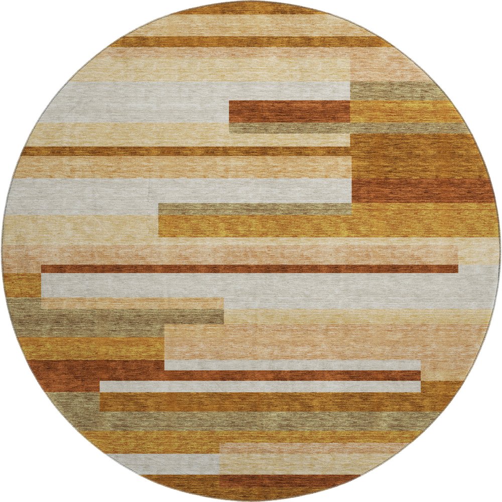 Premium Machine Washable Mayfield AMF766 Paprika 8' x 8' Round Rug. Picture 1