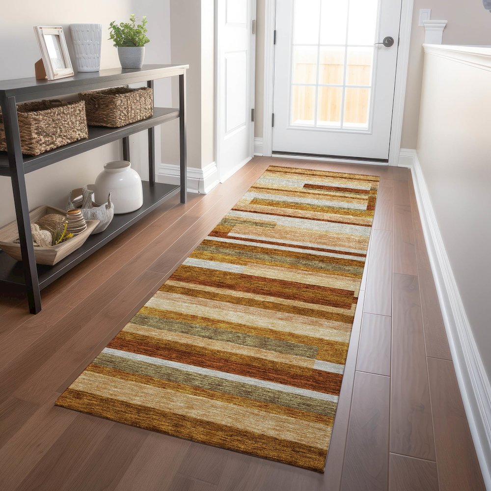 Premium Machine Washable Mayfield AMF766 Paprika 2'3" x 7'6" Runner Rug. Picture 5