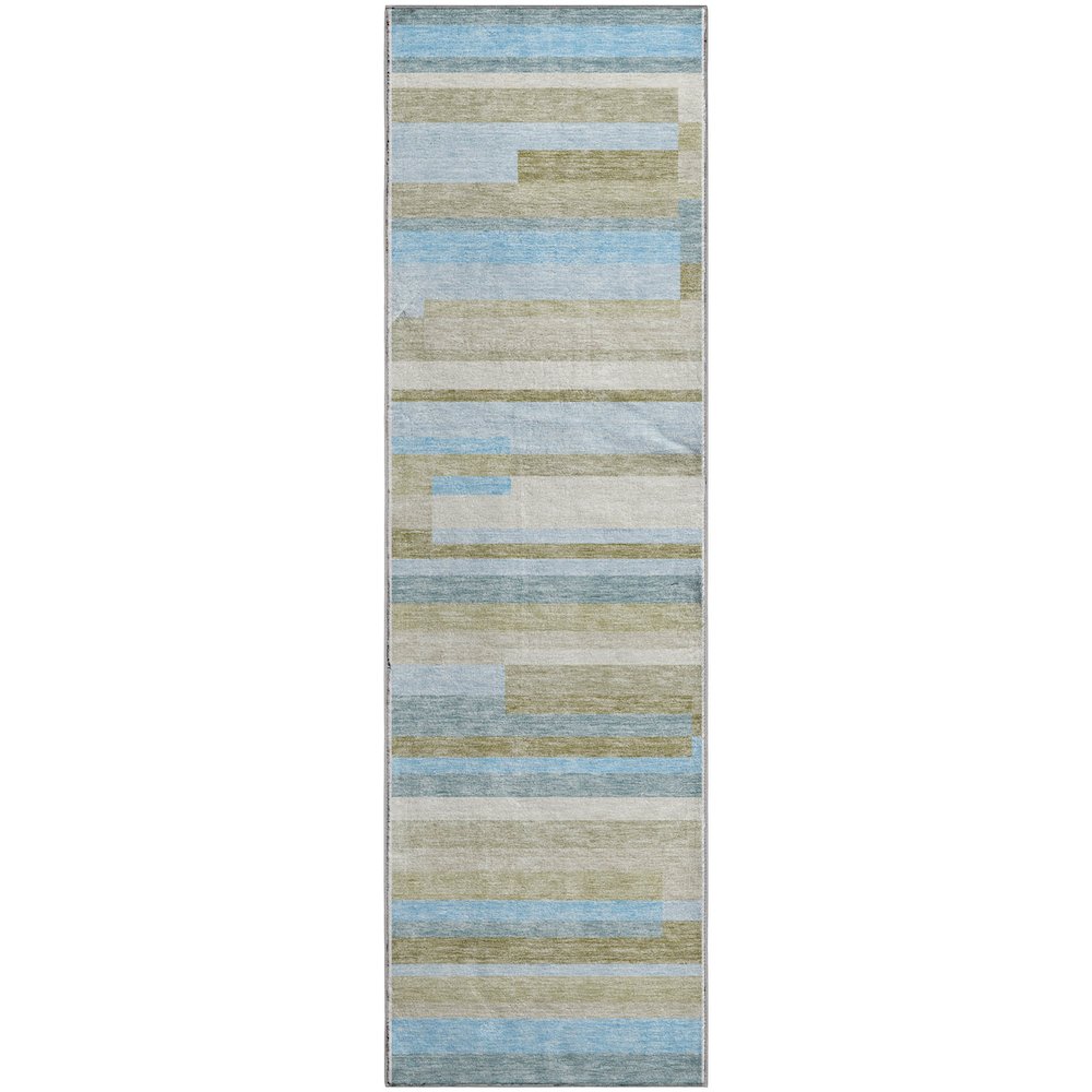 Premium Machine Washable Mayfield AMF766 Sky 2'3" x 7'6" Runner Rug. Picture 1