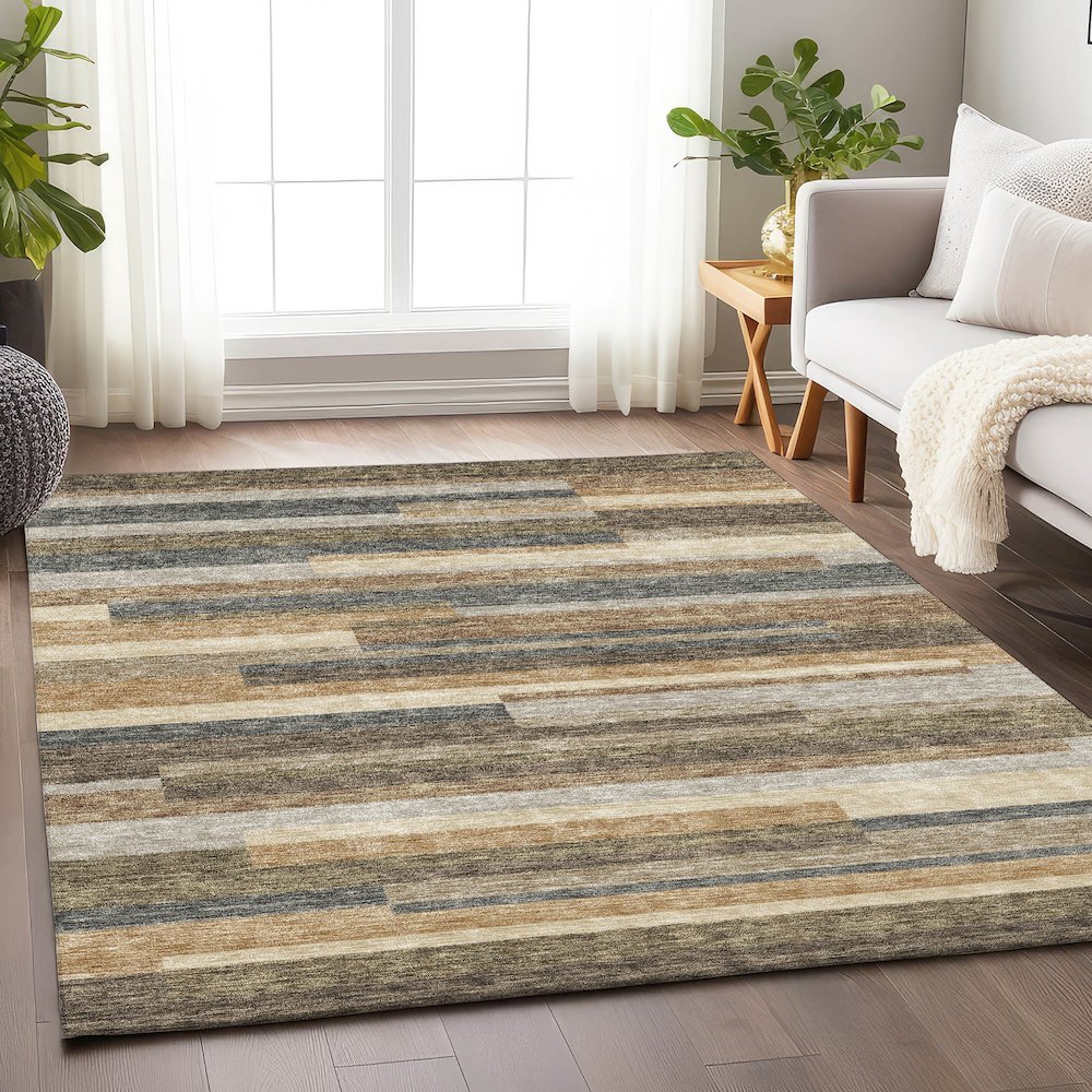 Premium Machine Washable Mayfield AMF766 Taupe 2'6" x 3'10" Rug. Picture 5