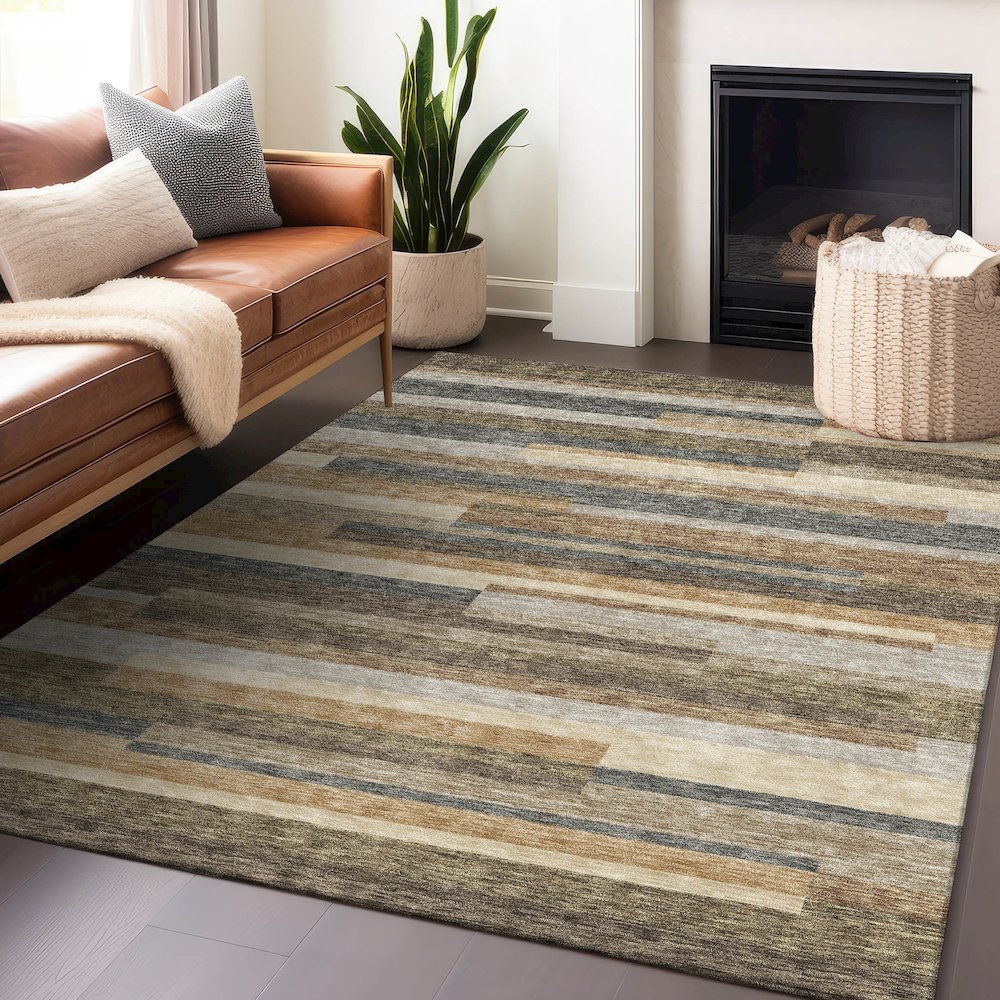 Premium Machine Washable Mayfield AMF766 Taupe 2'6" x 3'10" Rug. Picture 6