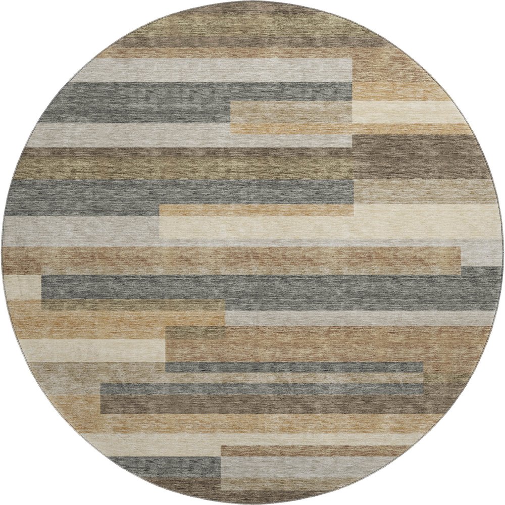 Premium Machine Washable Mayfield AMF766 Taupe 8' x 8' Round Rug. Picture 1