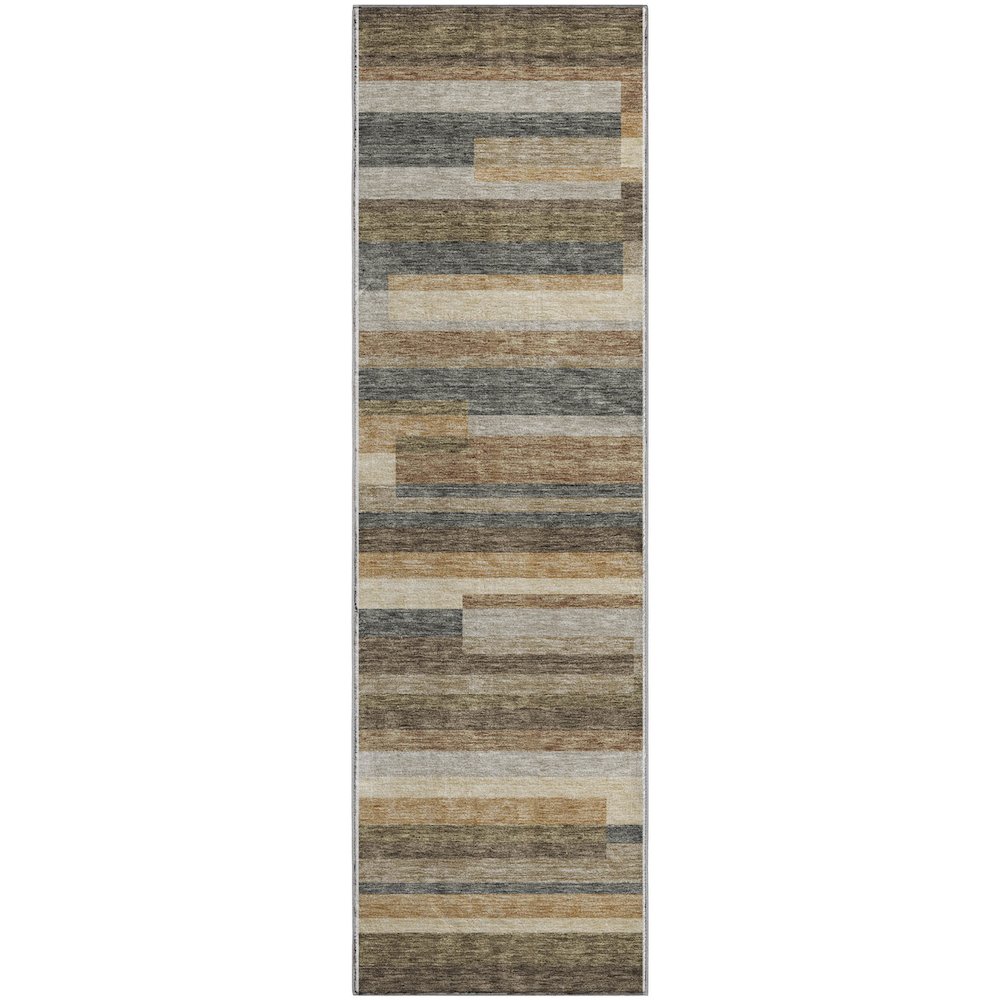 Premium Machine Washable Mayfield AMF766 Taupe 2'3" x 7'6" Runner Rug. Picture 1