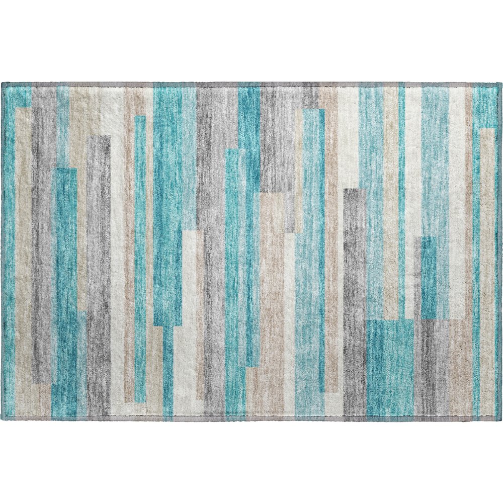 Premium Machine Washable Mayfield AMF766 Teal 1'8" x 2'6" Rug. Picture 1