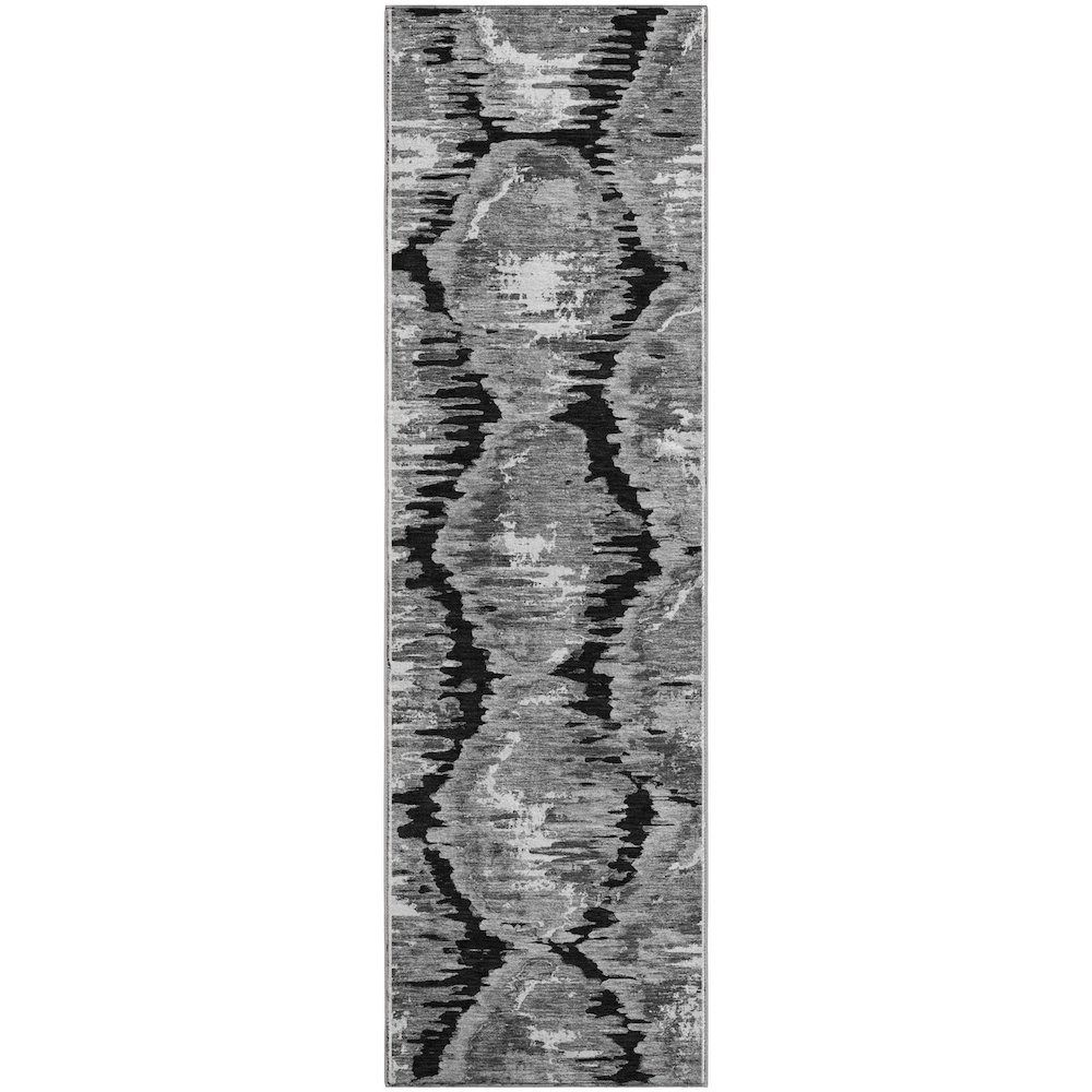 Premium Machine Washable Mayfield AMF767 Black 2'3" x 7'6" Runner Rug. Picture 1