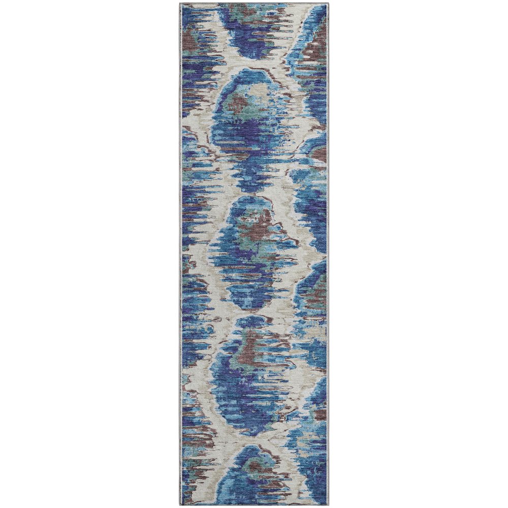 Premium Machine Washable Mayfield AMF767 Blue 2'3" x 7'6" Runner Rug. Picture 1