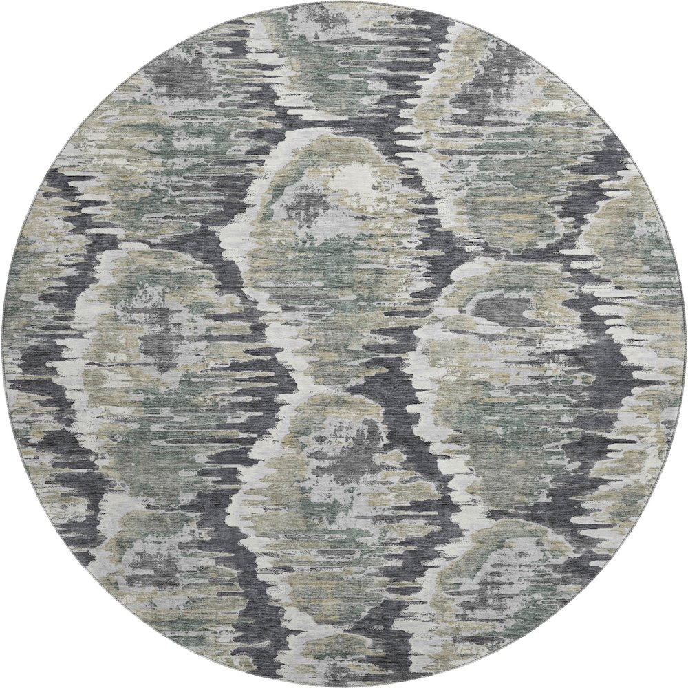 Premium Machine Washable Mayfield AMF767 Charcoal 8' x 8' Round Rug. Picture 1