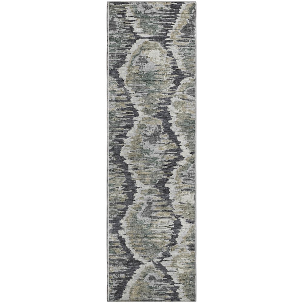 Premium Machine Washable Mayfield AMF767 Charcoal 2'3" x 7'6" Runner Rug. Picture 1