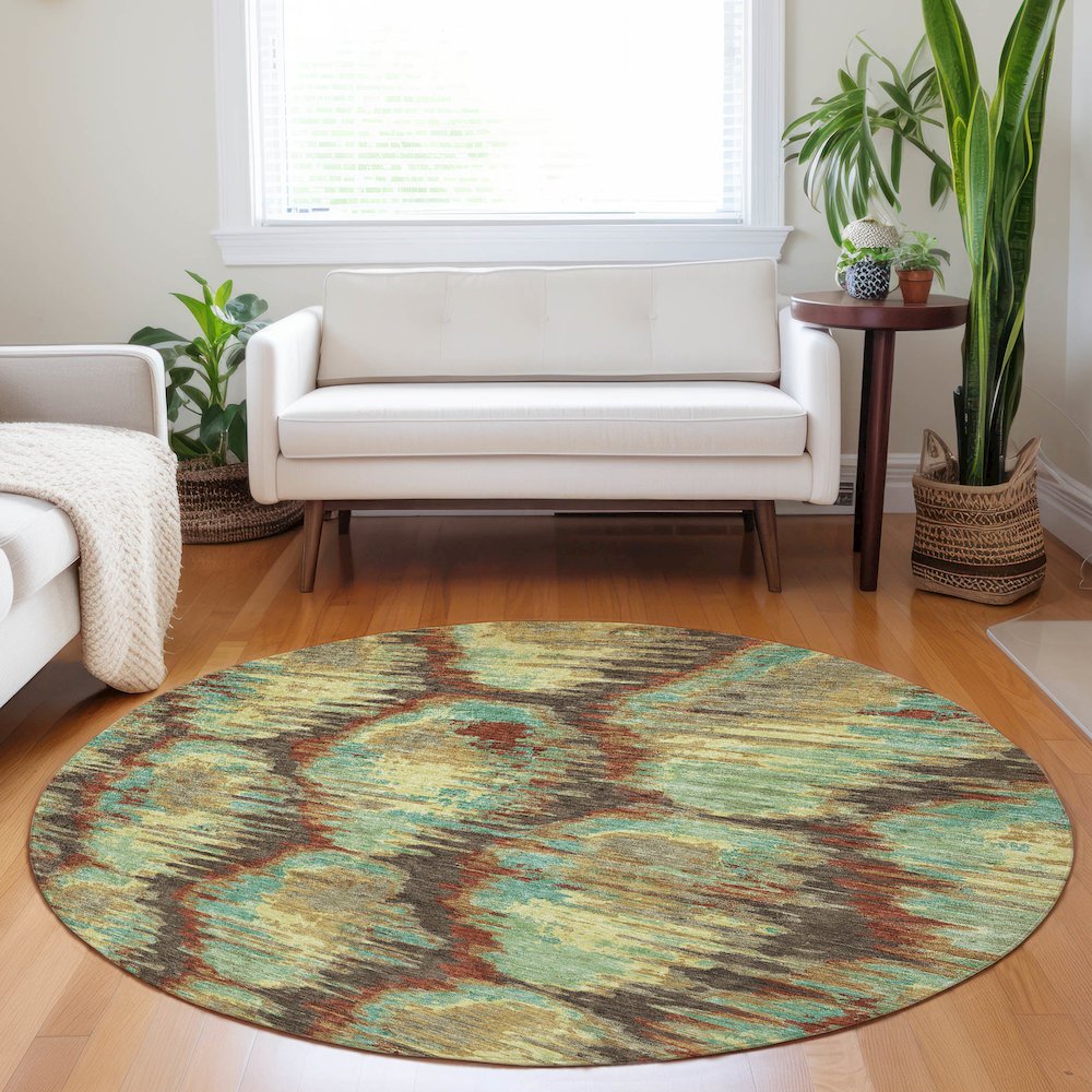 Premium Machine Washable Mayfield AMF767 Fudge 8' x 8' Round Rug. Picture 5