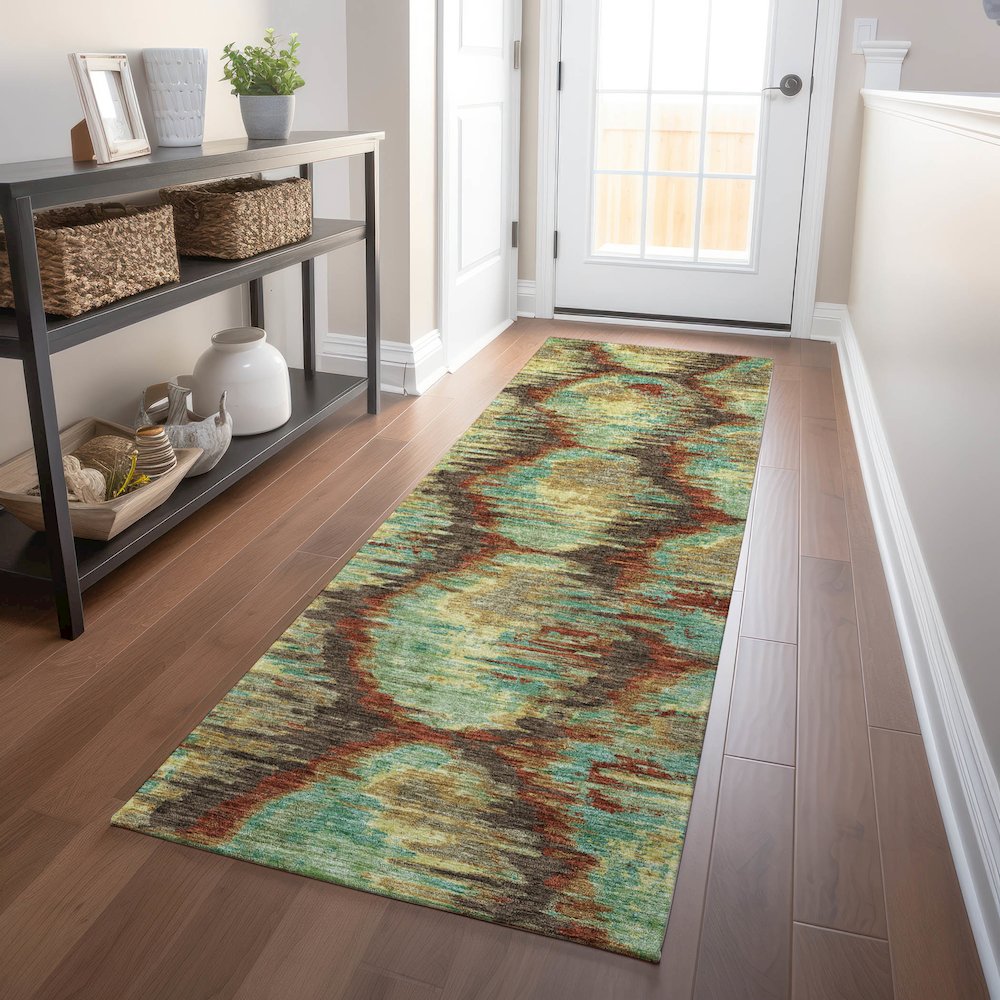 Premium Machine Washable Mayfield AMF767 Fudge 2'3" x 7'6" Runner Rug. Picture 5
