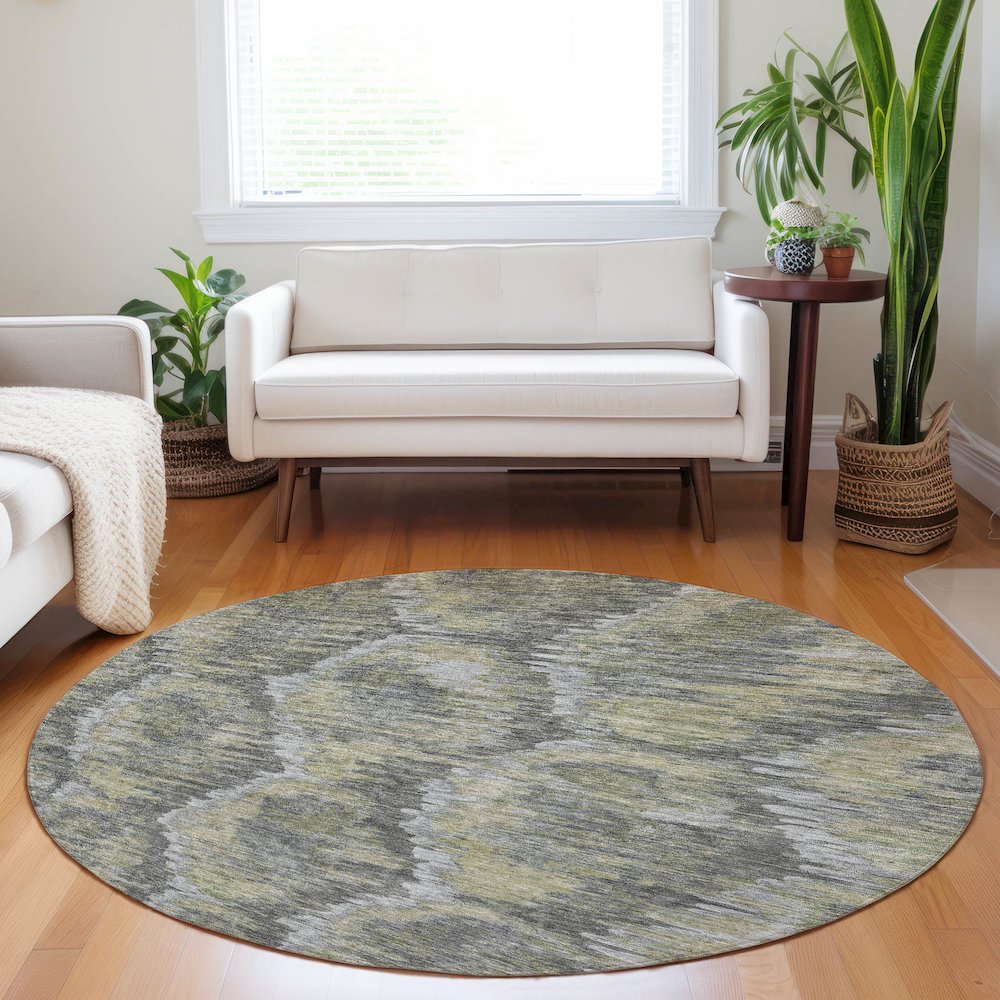Premium Machine Washable Mayfield AMF767 Gray 8' x 8' Round Rug. Picture 5