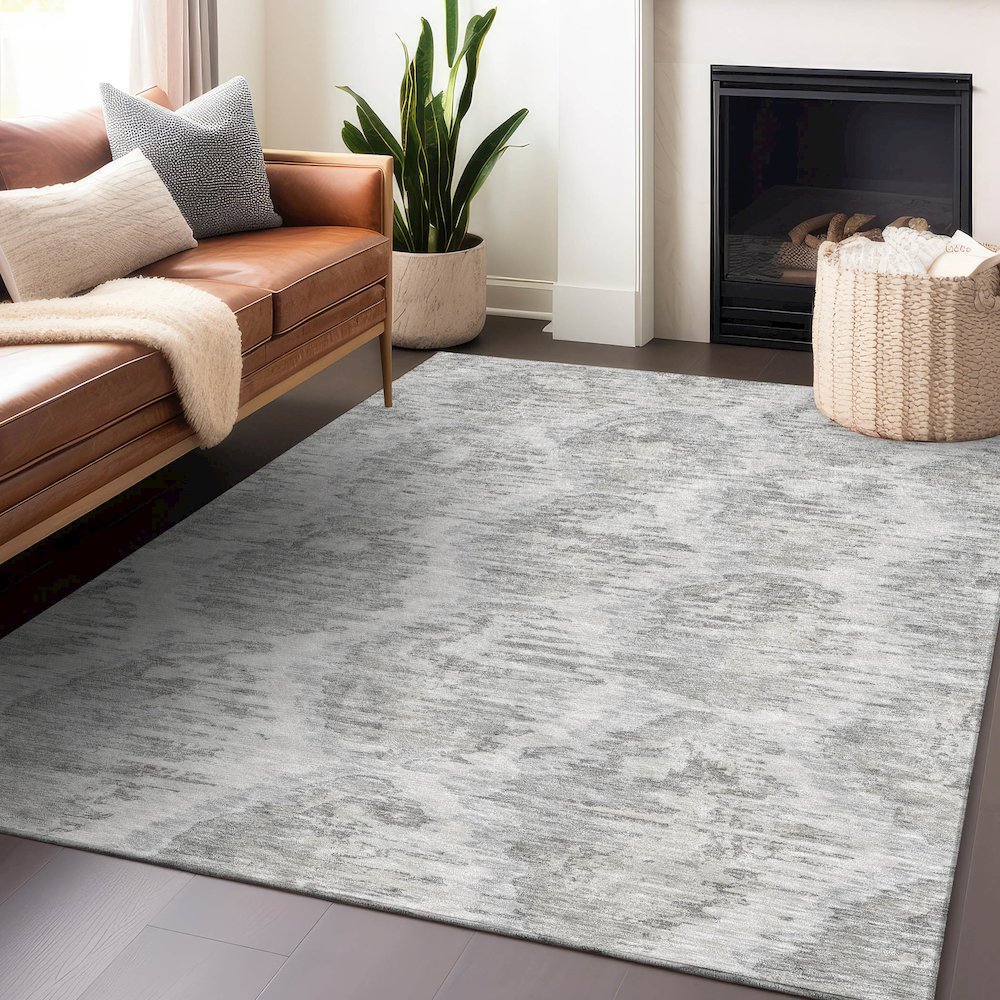 Premium Machine Washable Mayfield AMF767 Ivory 2'6" x 3'10" Rug. Picture 6