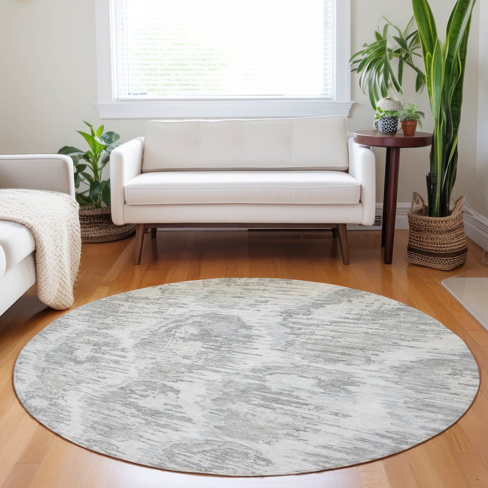 Premium Machine Washable Mayfield AMF767 Ivory 8' x 8' Round Rug. Picture 5