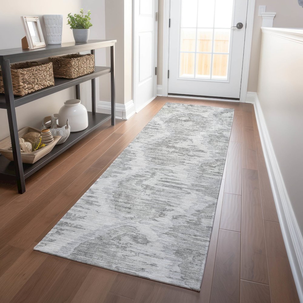 Premium Machine Washable Mayfield AMF767 Ivory 2'3" x 7'6" Runner Rug. Picture 5