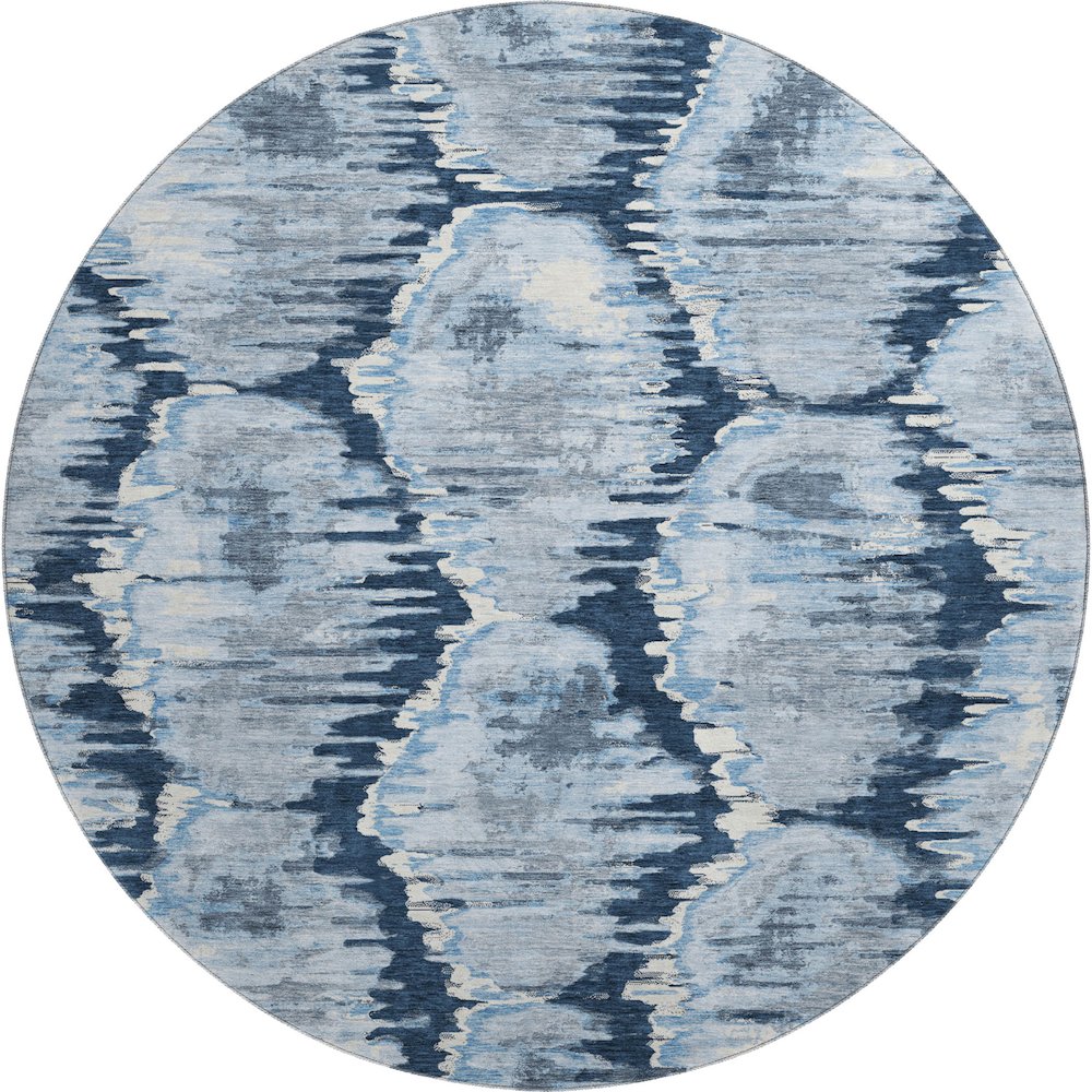 Premium Machine Washable Mayfield AMF767 Navy 8' x 8' Round Rug. Picture 1